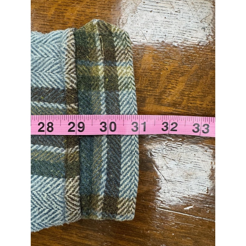 Vintage Kmart Shirt Jacket Mens XL Green Gray Plaid Sherpa Lined Button Up 70s - Picture 5 of 6